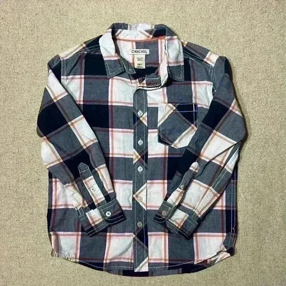 Cherokee Brand Long Sleeve Dress Shirt Blue / Orange Size 6/7 A0019 - Picture 1 of 4